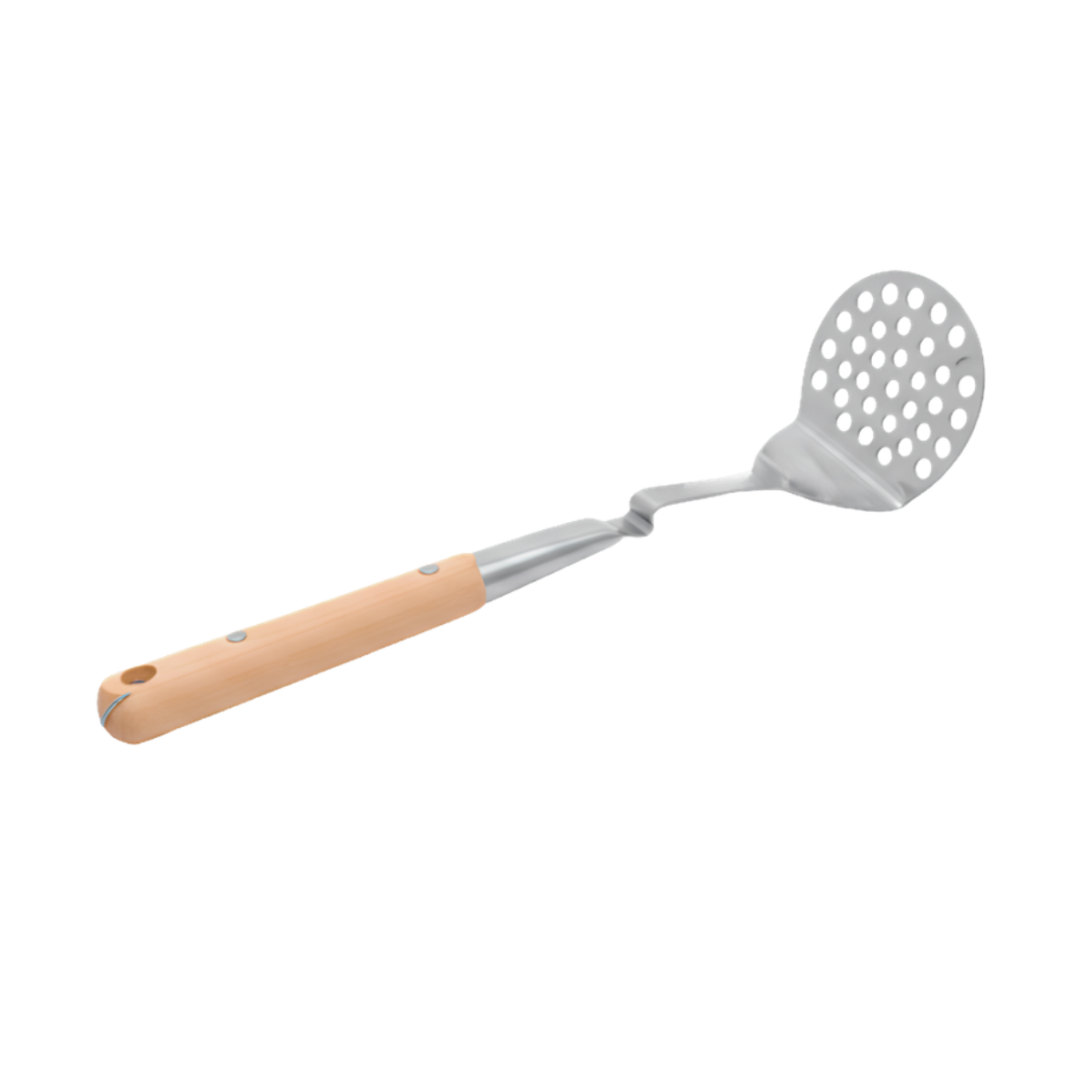 Stainless steel masher with wooden handle
