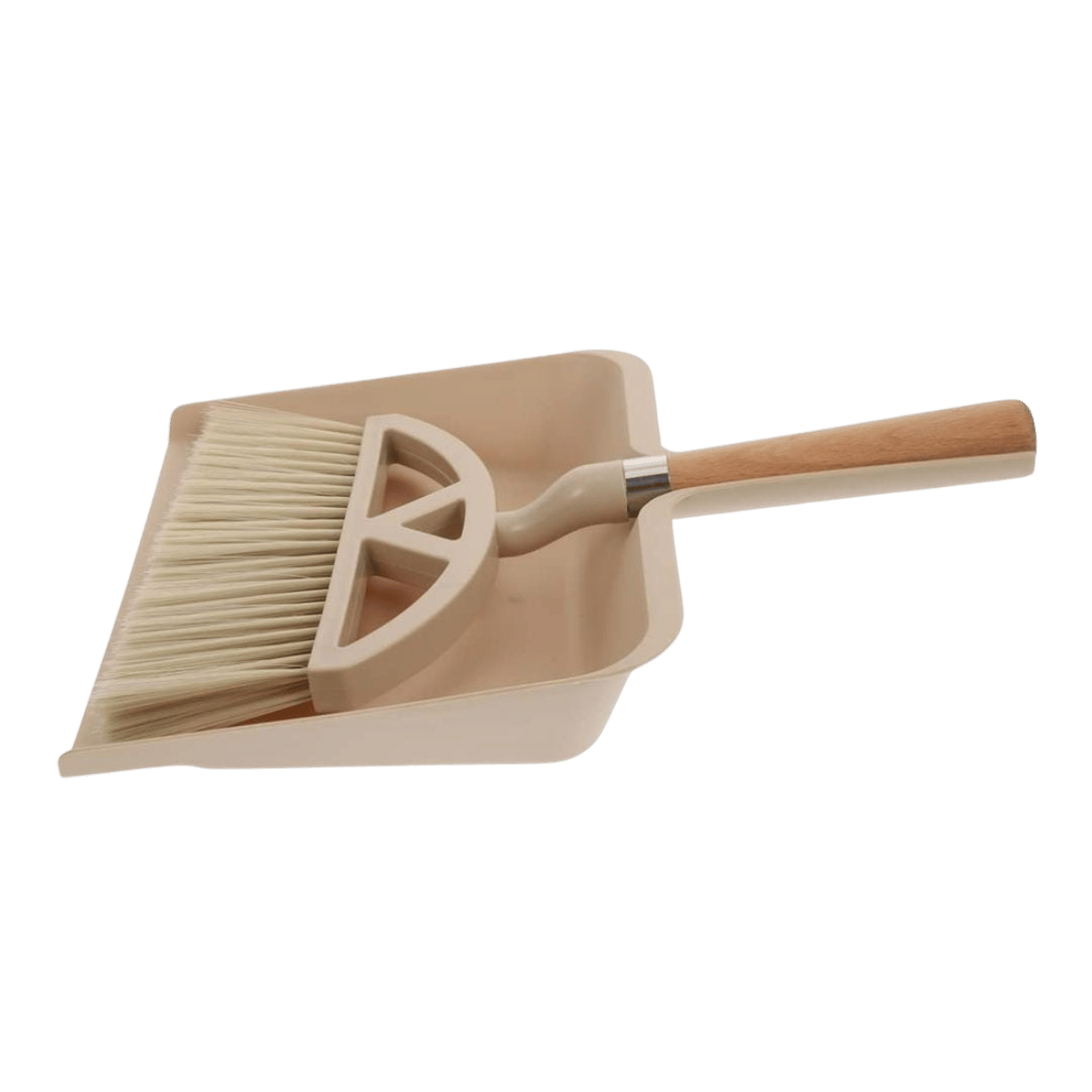 Beige dustpan and broom plastic set