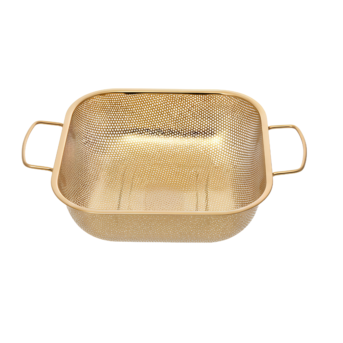 Golden square Stainless Steel Strainer with golden stainless ahndles