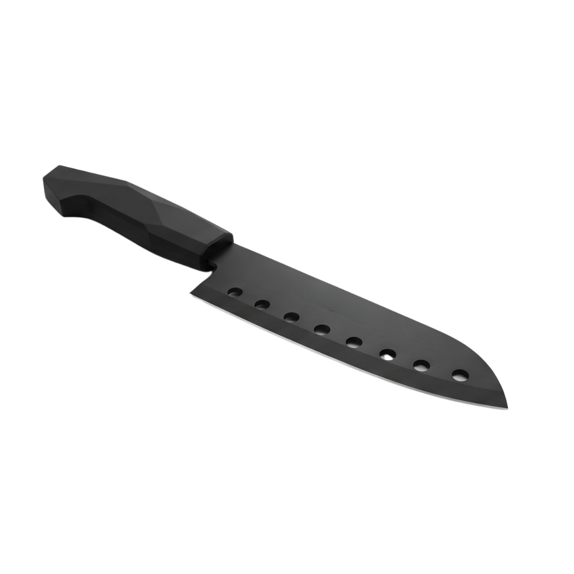 Black stainless steel chef knife with black bakelite handle