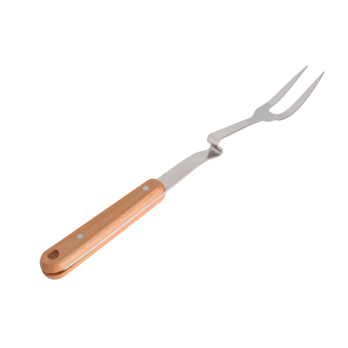 30cm serving fork made from premium 18/10 stainless steel with a natural wooden handle, ideal for serving meat, pasta, vegetables, salads, and everyday meals.