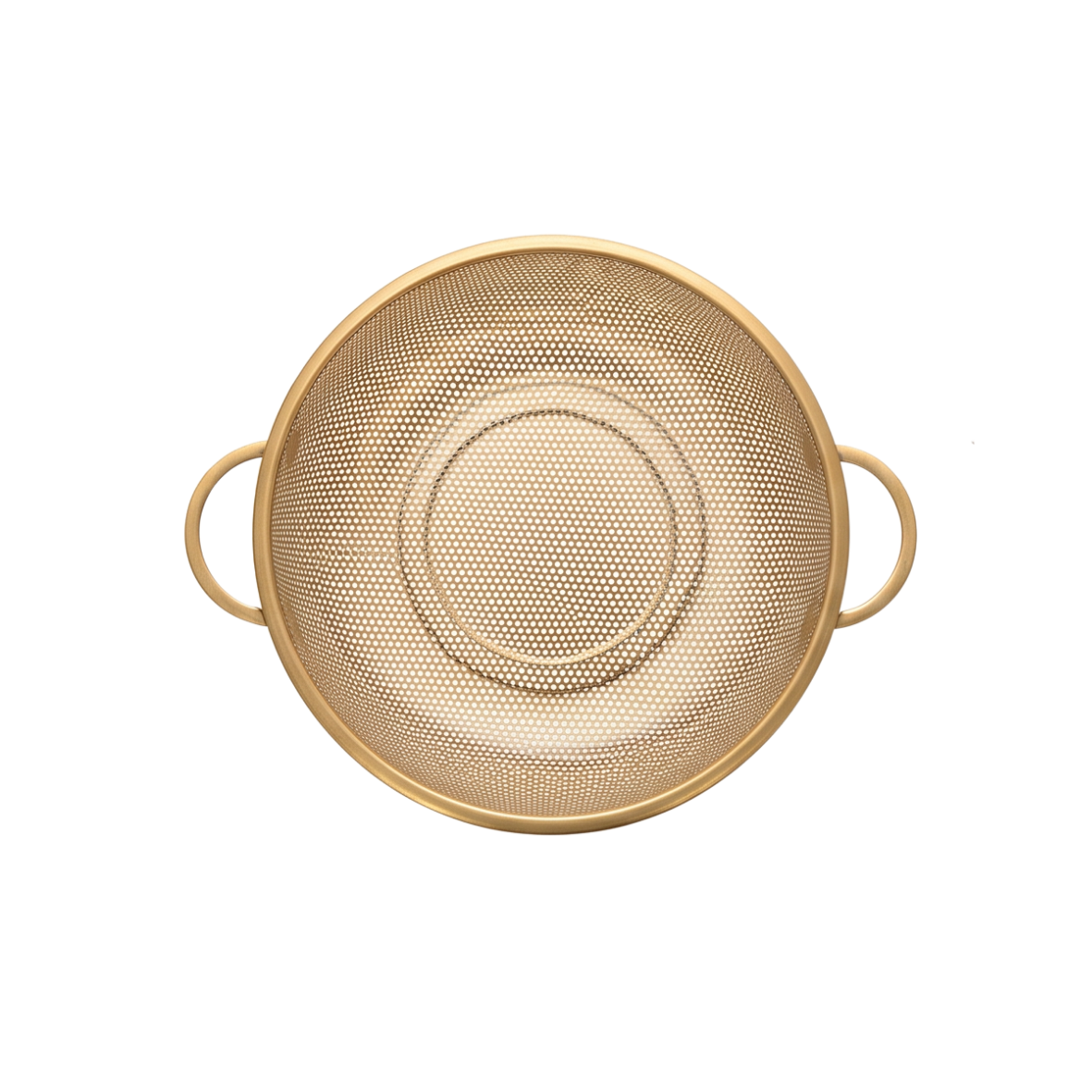 Golden Round stainless steel strainer with golden handles