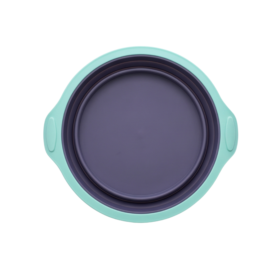 Foldable silicone cake mold in mint green and grey color
