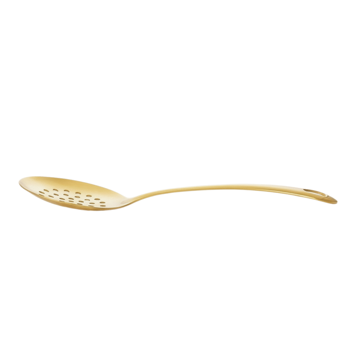 Stainless steel gold skimmer from a side horizontal view