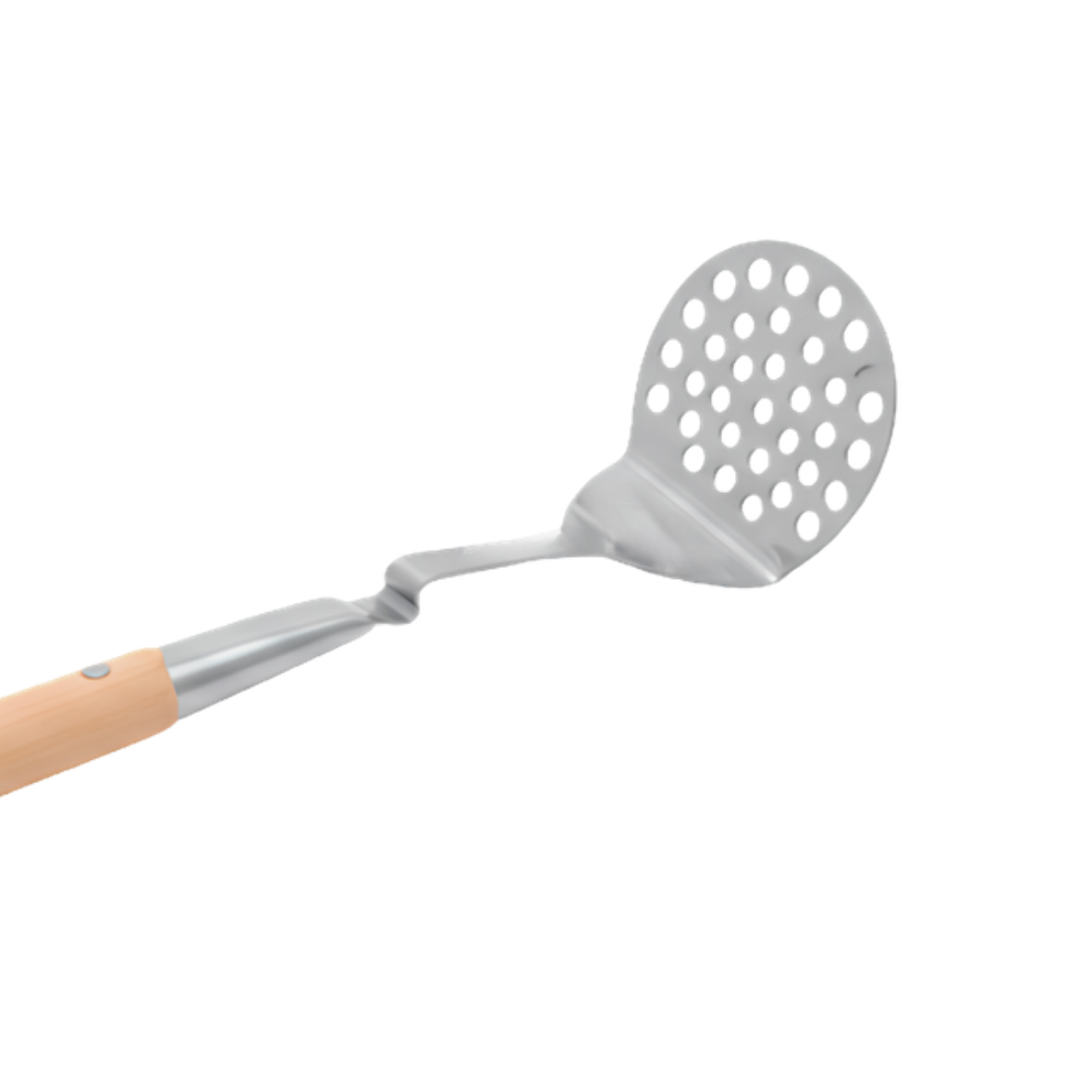 Stainless steel masher with wooden handle