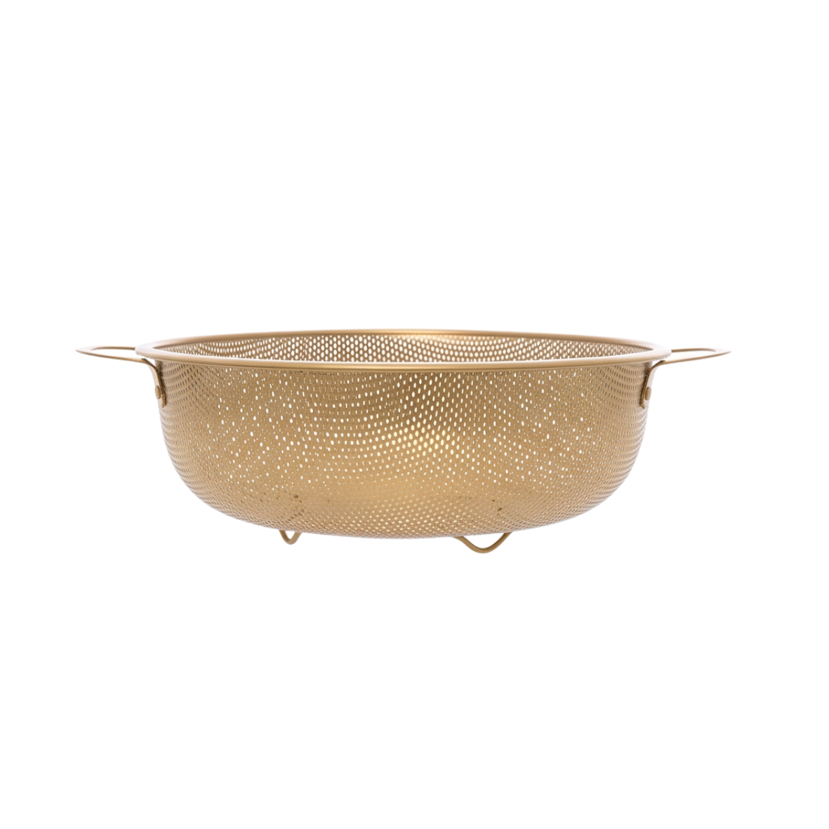 Golden Round stainless steel strainer with golden handles