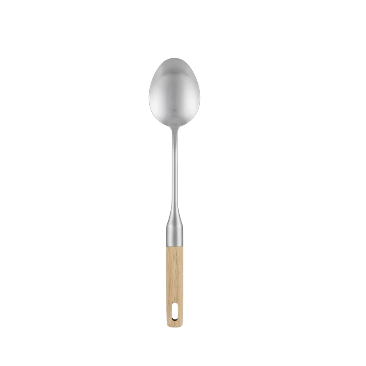 Stainless serving spoon with wooden handle