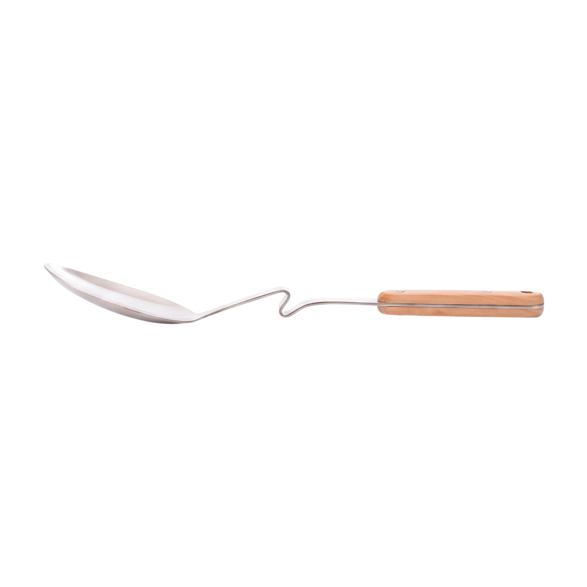 Stainless steel serving spoon with wooden handle