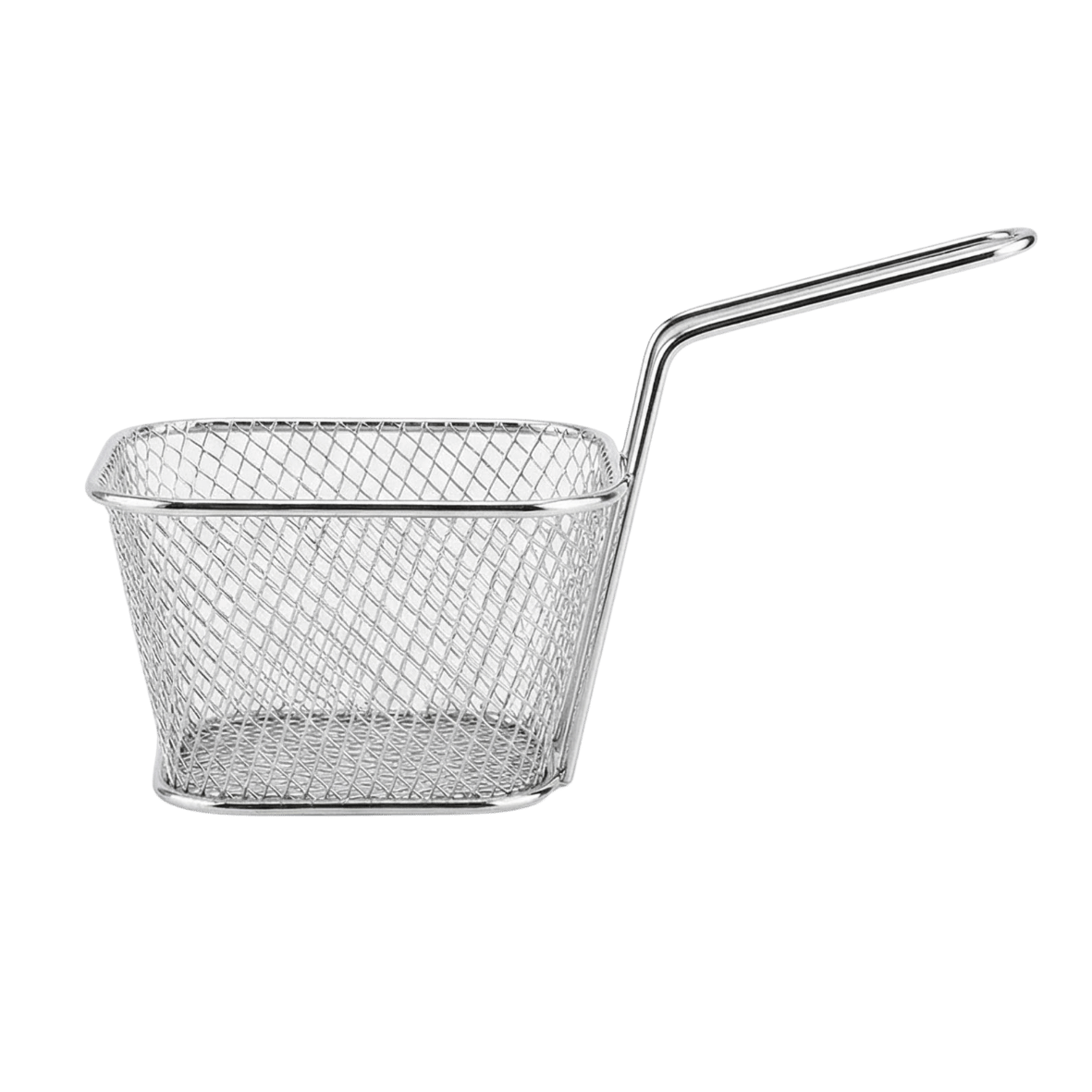 Silver Metallic mesh fryer basket with handle