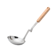 Serving stainless steel ladle with a wooden handle 