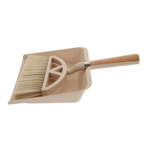 Beige dustpan and broom plastic set 