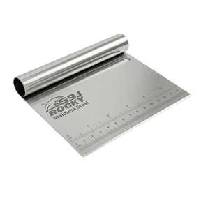 Stainless steel bench scraper with ruler and rolled handle
