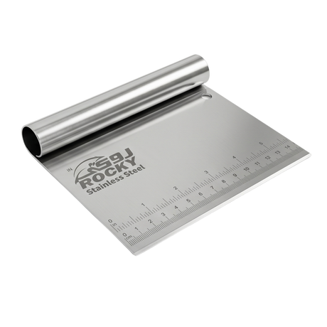 Stainless steel bench scraper with ruler and rolled handle