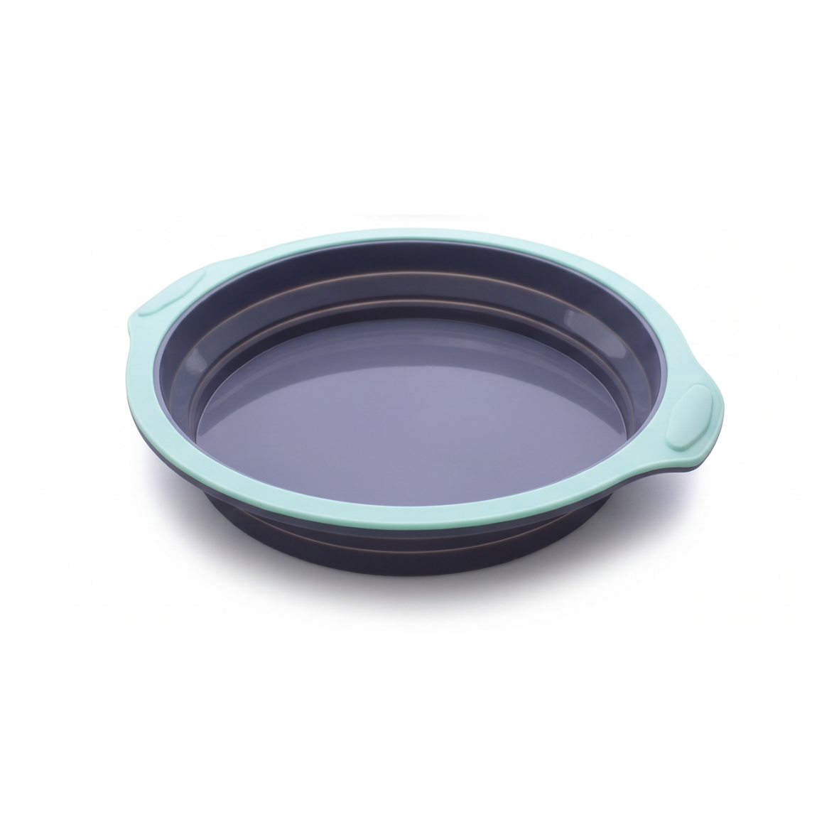 Foldable silicone cake mold in mint green and grey color