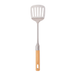 Stainless steel slotted spatula with wooden handle