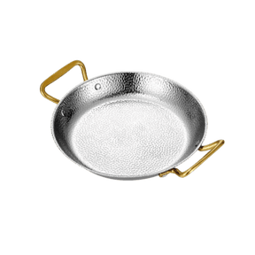 Silver Metallic serving bowl with gold handles 