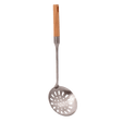 Stainless serving skimmer with wooden handle 