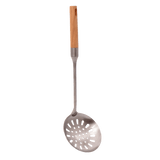 Stainless serving skimmer with wooden handle 