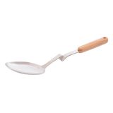 Stainless steel serving spoon with wooden handle 