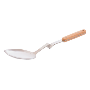 Stainless steel serving spoon with wooden handle 