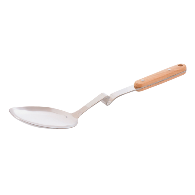Stainless steel serving spoon with wooden handle 
