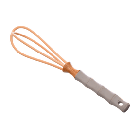 Wooden whisk with grey silicon handle