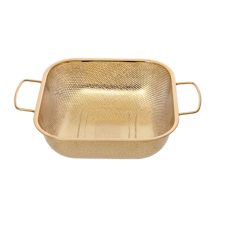 Golden square  Stainless Steel Strainer with golden stainless ahndles