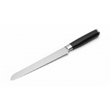 Stainless steel serrated bread knife with black stainless handle 