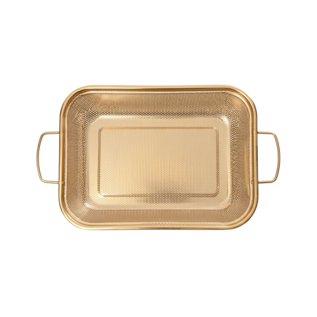 Golden Stainless Steel Rectangular strainer with golden stainless handles