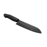 Black stainless steel chef knife with black bakelite handle