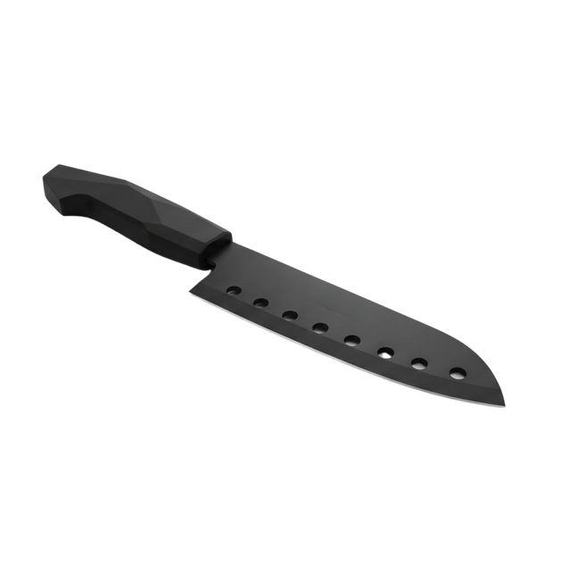 Black stainless steel chef knife with black bakelite handle
