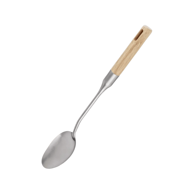 Stainless serving spoon with wooden handle 