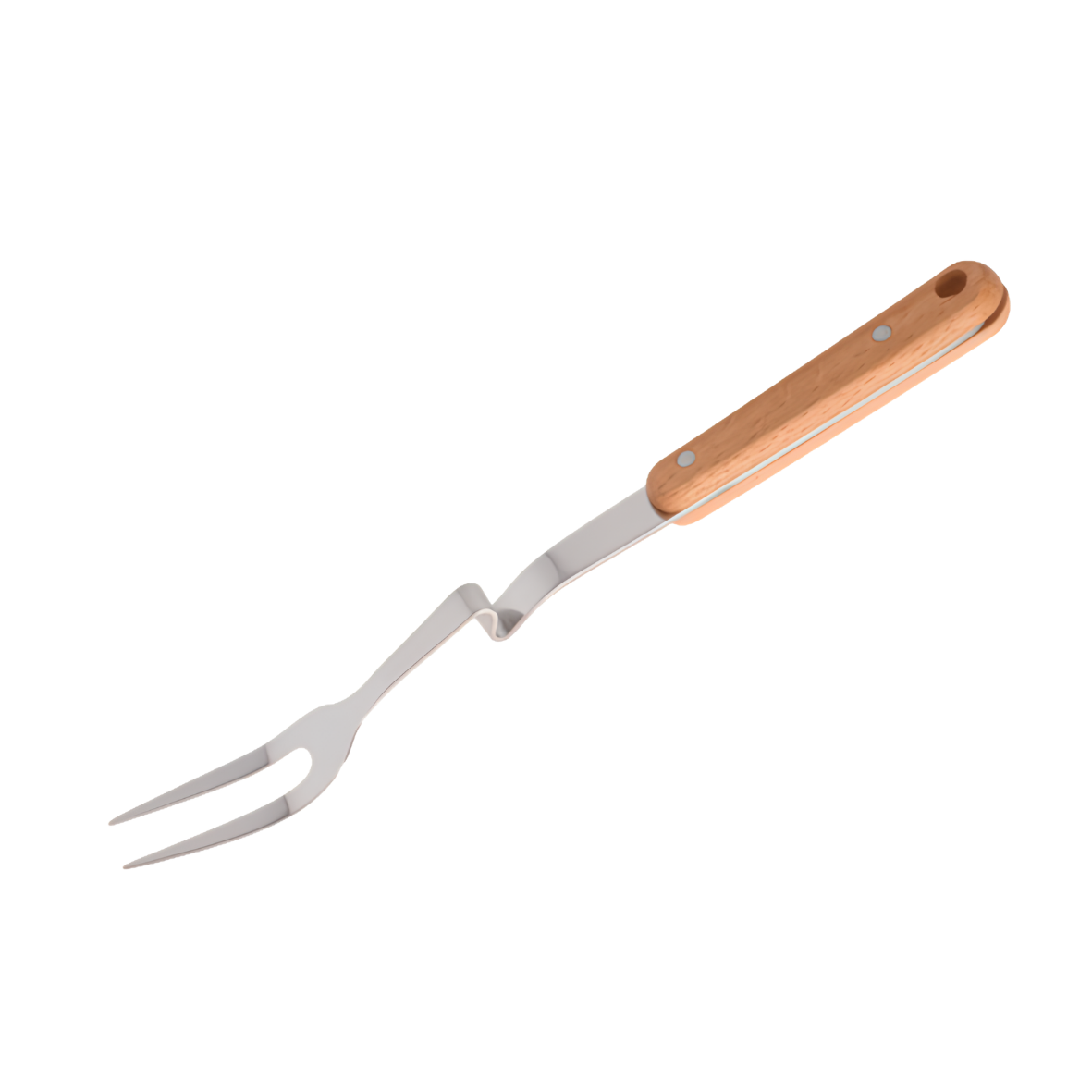 30cm serving fork made from premium 18/10 stainless steel with a natural wooden handle, ideal for serving meat, pasta, vegetables, salads, and everyday meals.