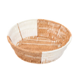 Round Rattan Bread Basket in orange and white