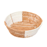 Round Rattan Bread Basket in orange and white