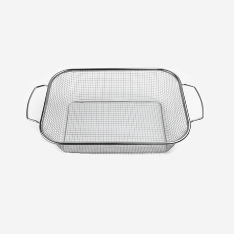 Rectangular silver Stainless steel strainer with handles