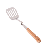 Stainless steel slotted spatula with wooden handle 