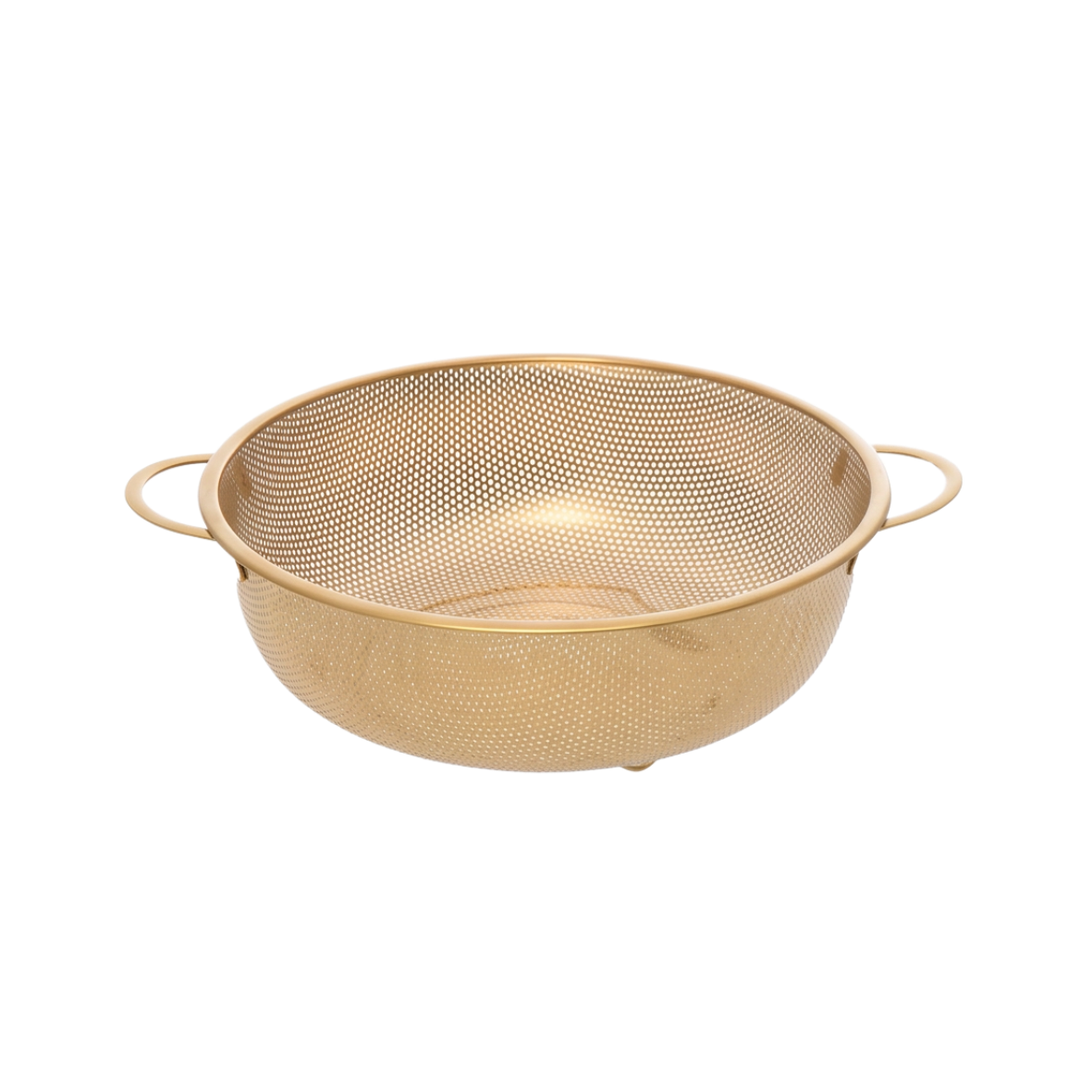 Golden Round stainless steel strainer with golden handles
