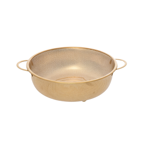 Golden Round stainless steel strainer with golden handles