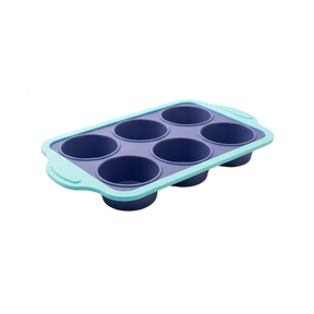 Foldable Silicone cup cake mold in mint green and grey color