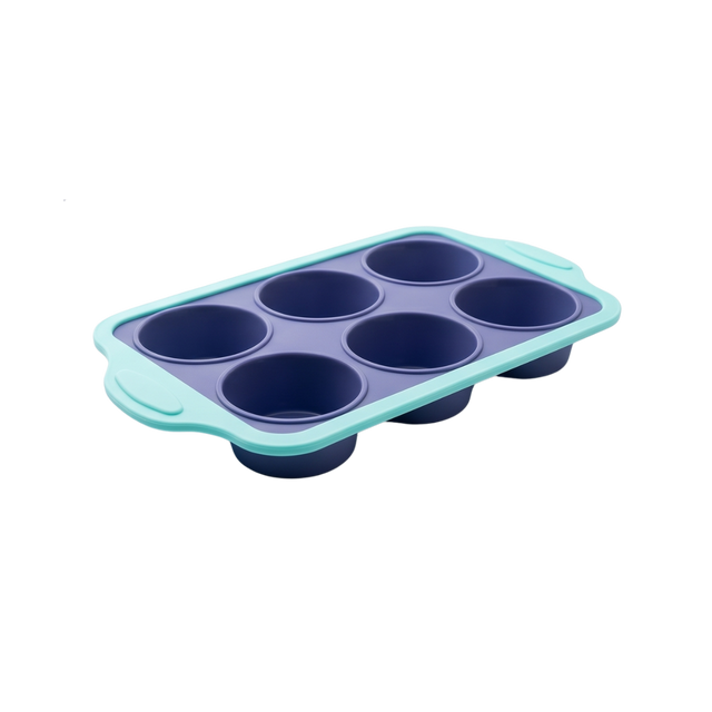 Foldable Silicone cup cake mold in mint green and grey color