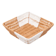 Square Rattan Bread Basket in orange and white 