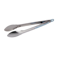 Stainless steel tongs with blue silicone grip