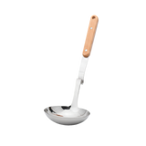 Serving stainless steel ladle with a wooden handle 