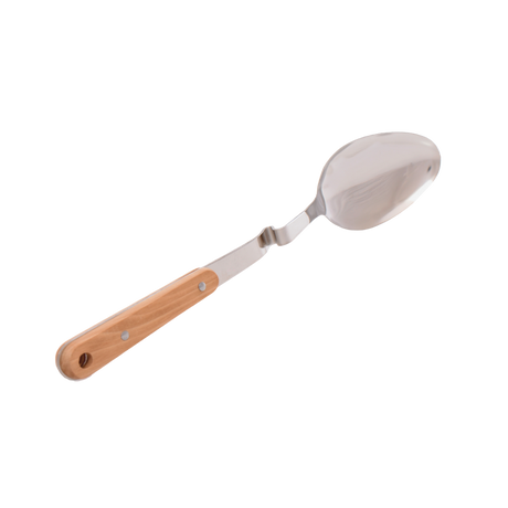 Stainless steel serving spoon with wooden handle 