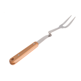 30cm serving fork made from premium 18/10 stainless steel with a natural wooden handle, ideal for serving meat, pasta, vegetables, salads, and everyday meals.
