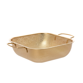 Golden square  Stainless Steel Strainer with golden stainless ahndles