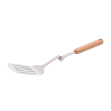 Stainless steel slotted spatula with wooden handle 