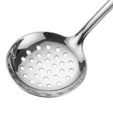 A close up of the stainless steel silver skimmer 