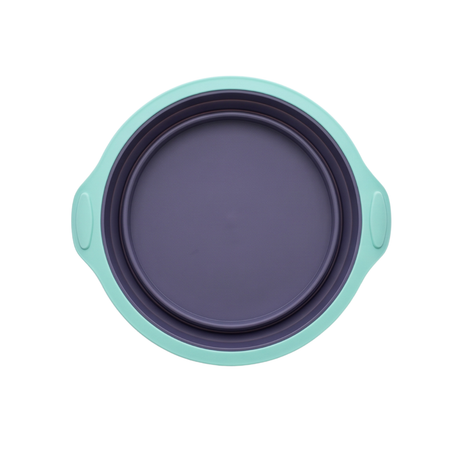 Foldable silicone cake mold in mint green and grey color